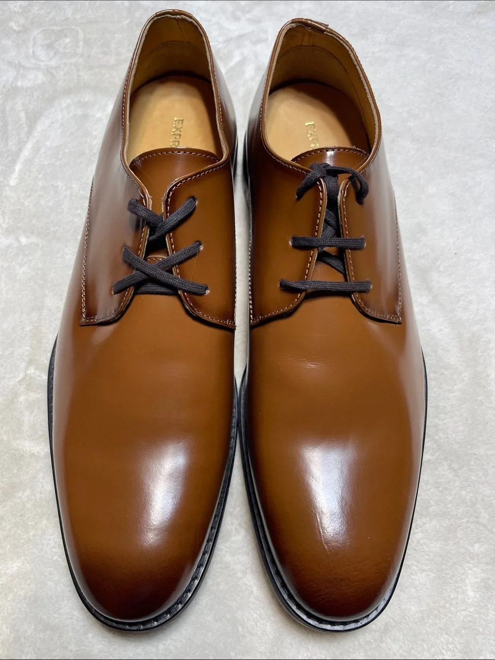 Express Men's Cognac Leather Derby Shoes Size 10 Men’s
